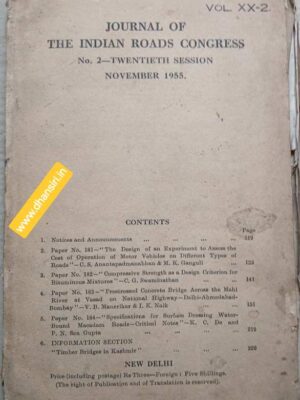 Journal Of The Indian Roads Congress         -No. 2- Twentieth Session     -November 1955